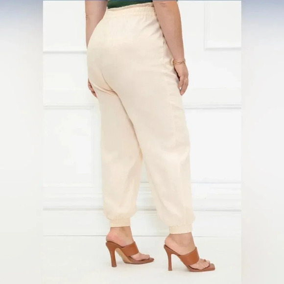 NEW ELOQUII Elements Women's Plus Size Linen Blend Jogger Pants - Picture 4 of 12
